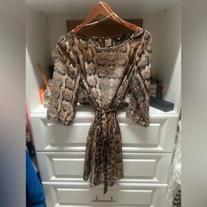 H&M Snake Print Dress with Tie Waist